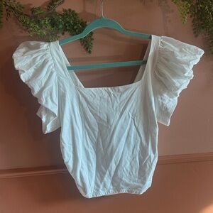 Elegant Express White Ruffle Sleeve Top never worn